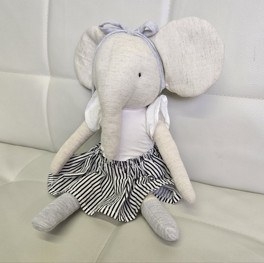 Boutique Plush Elephant 13" Removable Outfit -Toy or Nursery Décor - Like New!